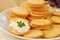 Snack crackers with salmon crream cheese