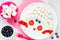 Snack or dessert for baby girl - marshmallow with strawberry and