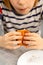 Snack of love: A boy savoring a flaky treat, a heartfelt bite into the warmth of homemade baking