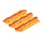Snack product icon isometric vector. Fried slice of bacon on cheese strip icon