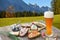 Snack with spreads in the Bavarian Alps