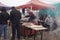 Snack stalls in the cattle and sheep trading market in Yili, Xinjiang in winter