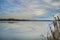 Snagov lake during wintertime.Cloudy day.Gorgeous landscape