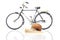 Snail and bicycle model on a white background. The speed of movement of vehicles in comparison