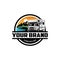 Snail camper, RV - camper van - caravan - motor home logo vector