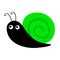 Snail cochlea icon. Green shell. Cute cartoon kawaii funny character. Insect bug isolated. Big eyes. Blue body. Smiling face. Flat