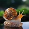 a snail on a glass object