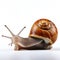 Snail Isolated on White Background - Studio Shot - AI generated