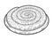 Snail pie, rounded confection. Engraving vector illustration. Sketch scratch board imitation.