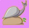 The snail is on a rock