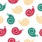 Snail seamless pattern. A hand-drawn snail icon. A simple logo. Vector