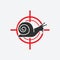 Snail silhouette. Animal pest icon red target