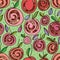 Snail sweet roll cake apple seamless pattern