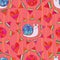 Snail watermelon around seamless pattern