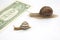 Snails run to the finish line with money. breakthrough and perseverance in the business. business relationship competition