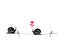 Snails silhouettes on wire in love, vector. Snails couple in love with red hearts illustration. Cartoon character isolated