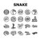 snake black serpent viper cobra icons set vector