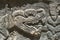 Snake carved relief detail symbol in Chichen Itza ruins