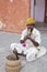 Snake charmer intertaining tourist in the streets Rajasthan Jaipur India