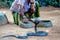 Snake charmer plays with indian cobra