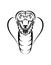 snake cobra face icon black illustration. The emblem with king cobra for a sport team. Print design for t-shirt.