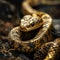 a snake coiled up on rocks