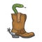 Snake in a cowboy boot sketch vector illustration