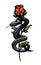 A snake entwined around a rose. Vector illustration.