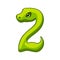 Snake font. Digit 2. Cartoon Two number