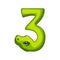 Snake font. Digit 3. Cartoon Three number