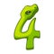 Snake font. Digit 4. Cartoon Four number