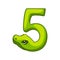 Snake font. Digit 5. Cartoon Five number