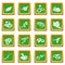 Snake icons set green square