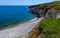 Snake Island, view of the Ladies\\\' Beach with a washed-out skewed pier, Ukraine