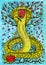 Snake and Lovers. Hand drawn fantasy graphic illustration