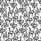 Snake pattern, black and white celestial serpent seamless pattern. Snake silhouettes in boho, mystical graphic style. Vector