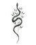 Snake and plant pencil drawing, vintage style graphic black and white