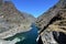 Snake River from atop Hell`s Canyon Dam, Oregon and Idaho horizontal