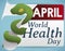 Snake Tangled in the Number Date of World Health Day, Vector Illustration