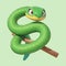 snake in the tree branch cartoon illustration