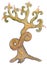 Snake tree with snake heads instead of branches, graphic drawing a white background