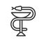 A snake twined around a chalice, Bowl of Hygieia one of the symbols of pharmacy.