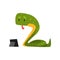 Snake working with a tablet, cute reptile cartoon character with modern gadget vector Illustration on a white background