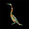 Snakebird anhinga bird mosaic color silhouette animal background