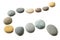 Snaking Line of Twelve Pebbles Steps Isolated