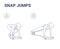 Snap Jumps Home Workout Female Exercise Guide Black and White Illustration.