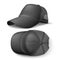 Snapback baseball cap mockup. Realistic black sports headdress with visor and translucent mesh on occipital part, top