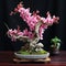 Snapdragon Bonsai: Darktable Processed Pink Flowered Tree With Expert Craftsmanship