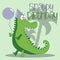 Snappy Birthday - funny greeting with cute crocodile with ballons