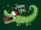 Snappy Xmas - funny alligator in Santa hat and with Christmas present.